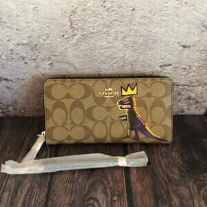 Coach x Jean Michel Basquiat long zip around wallet signature canvas C5615
